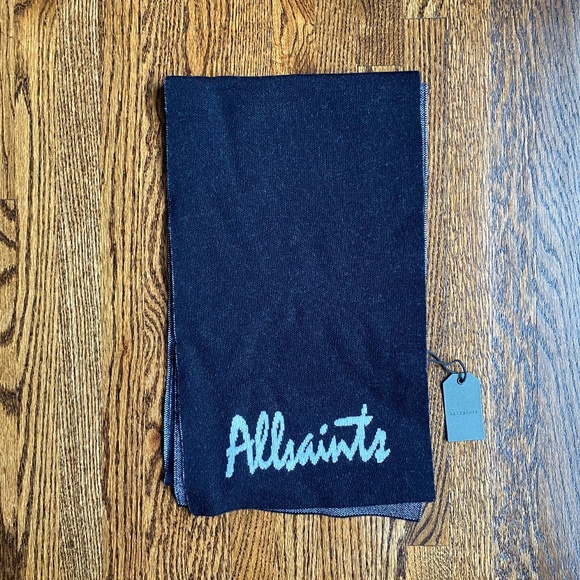 *NWT* ALLSAINTS Logo Jacquard Scarf - Picture 5 of 10